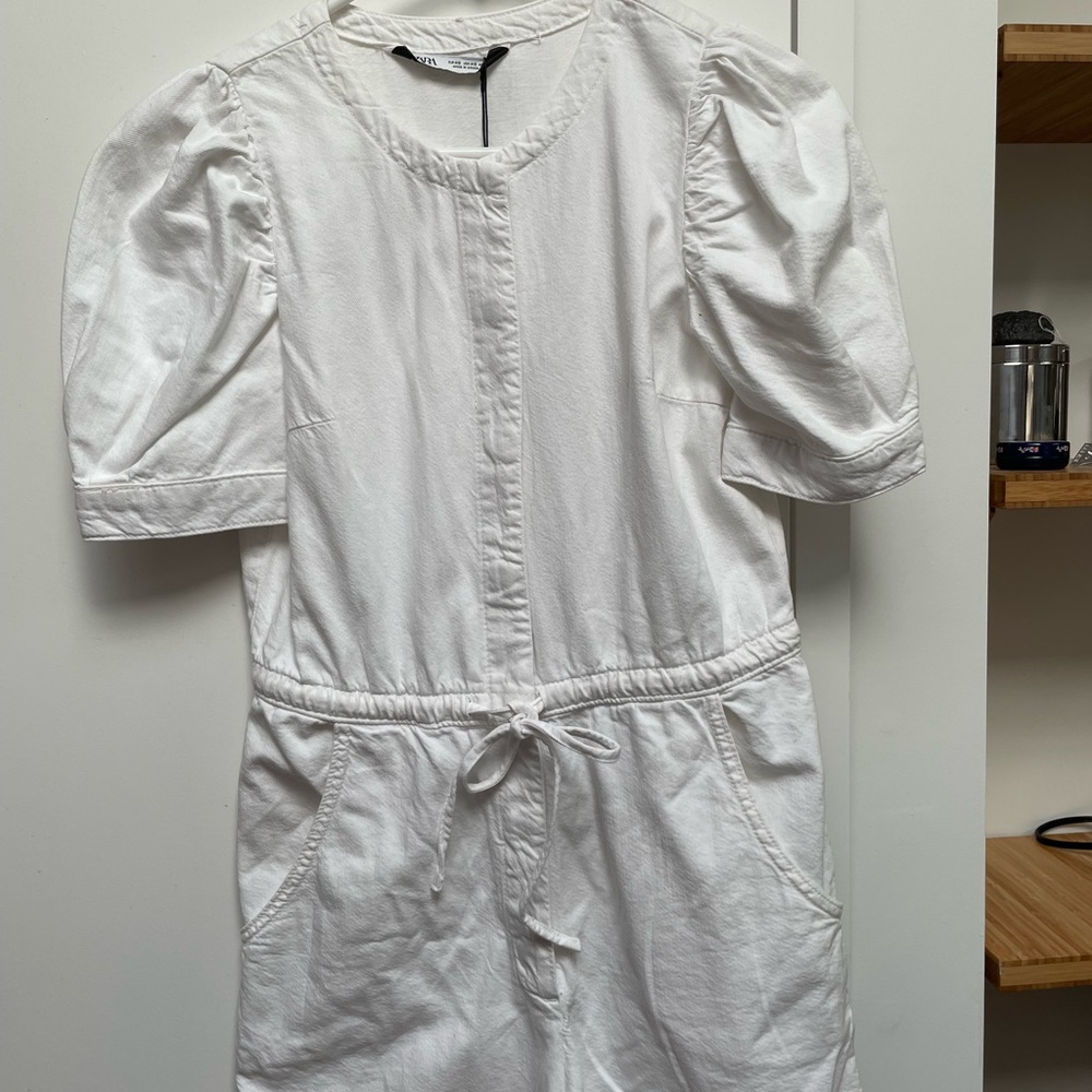 NWT Zara White Cotton Romper XS